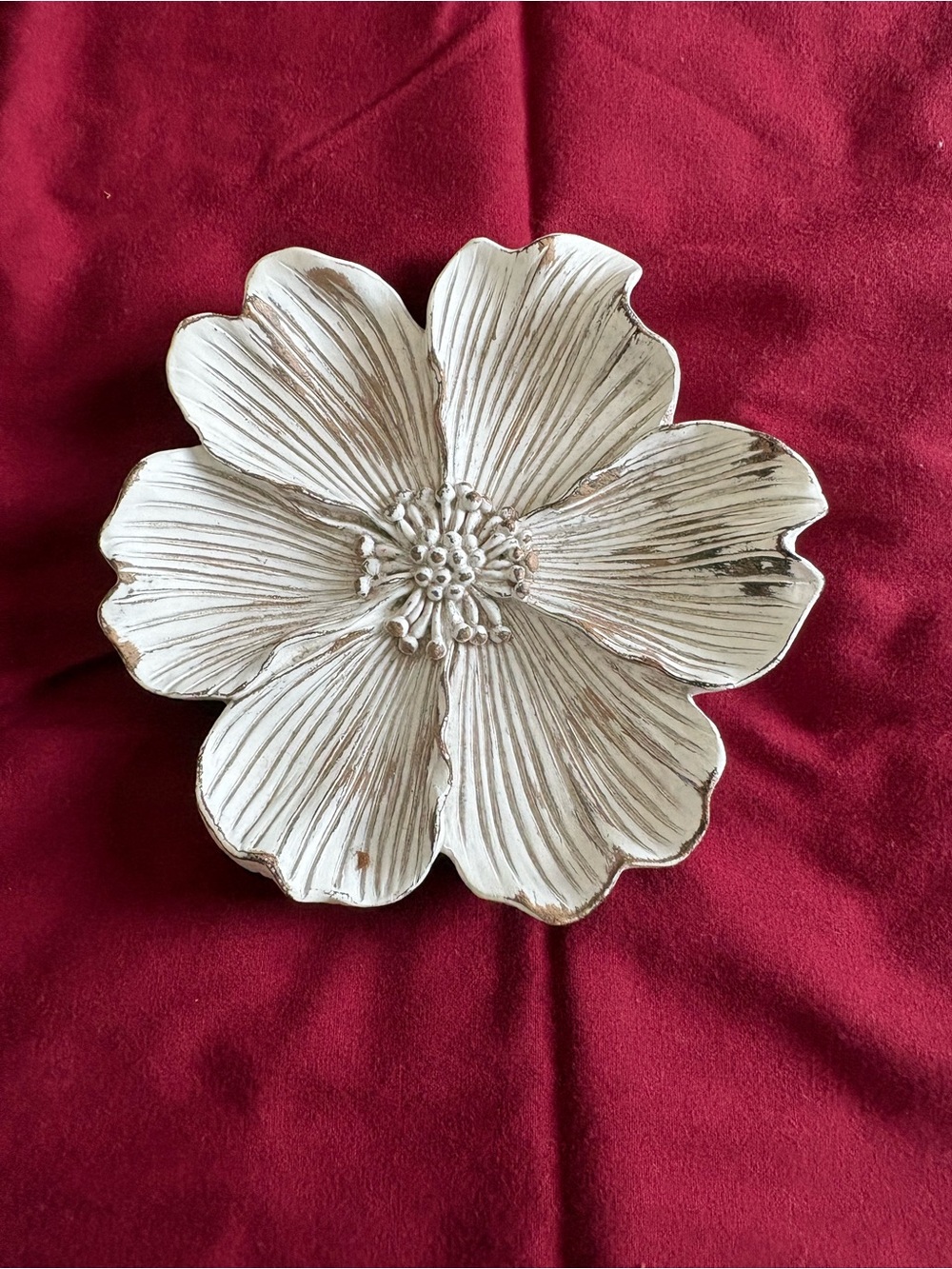 Decorative White Floral Wood Accent Flower - Home Art Accent